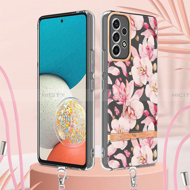 Funda Silicona Gel Goma Patron de Moda Carcasa con Acollador Cordon Lanyard Y06B para Samsung Galaxy A13 4G