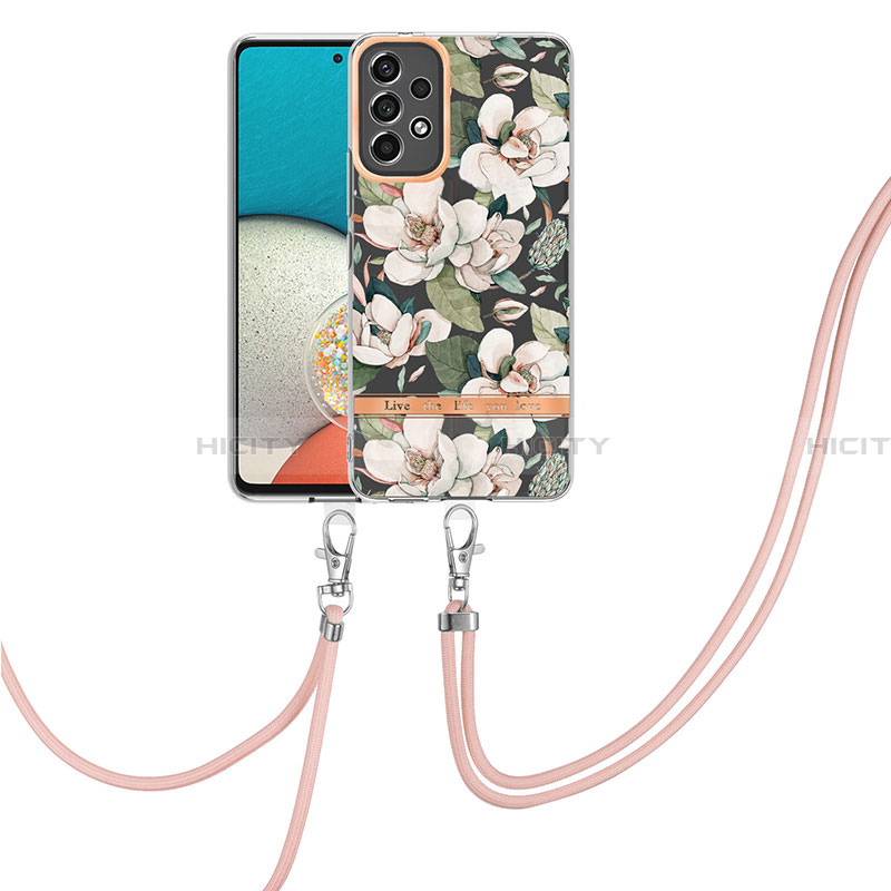 Funda Silicona Gel Goma Patron de Moda Carcasa con Acollador Cordon Lanyard Y06B para Samsung Galaxy A13 4G