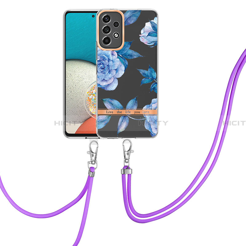 Funda Silicona Gel Goma Patron de Moda Carcasa con Acollador Cordon Lanyard Y06B para Samsung Galaxy A13 4G