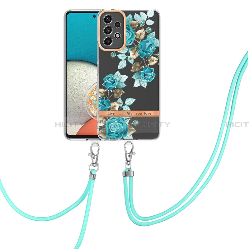 Funda Silicona Gel Goma Patron de Moda Carcasa con Acollador Cordon Lanyard Y06B para Samsung Galaxy A13 4G