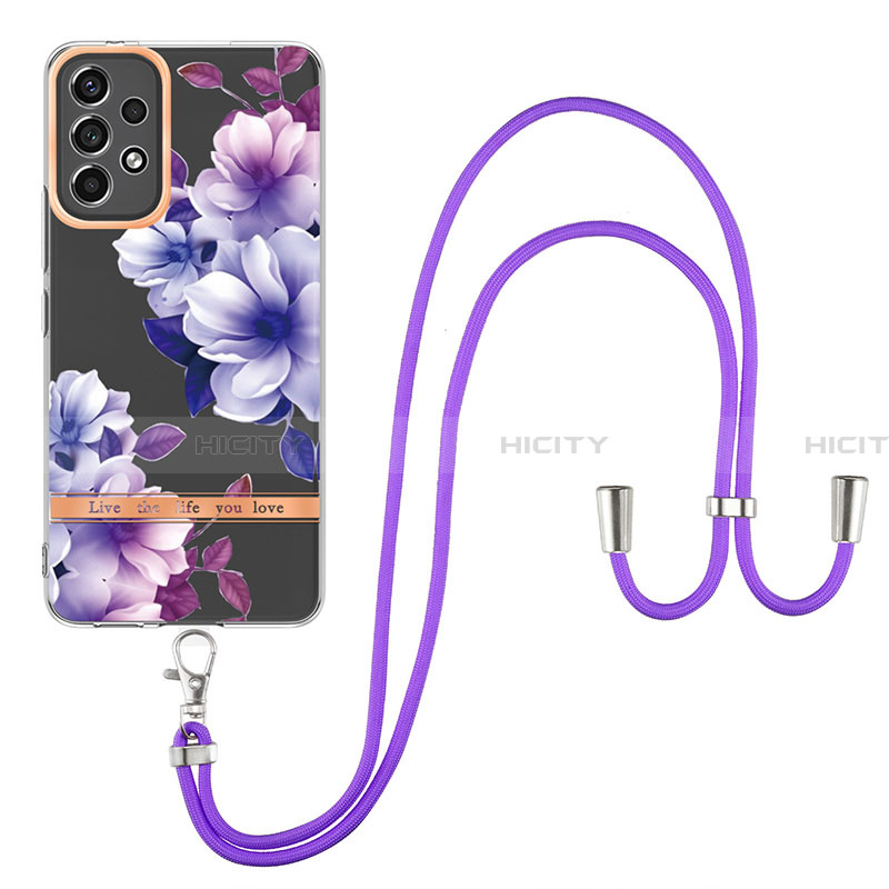 Funda Silicona Gel Goma Patron de Moda Carcasa con Acollador Cordon Lanyard Y06B para Samsung Galaxy A13 4G