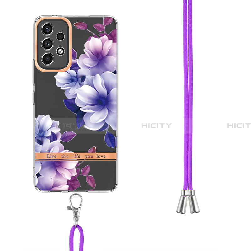 Funda Silicona Gel Goma Patron de Moda Carcasa con Acollador Cordon Lanyard Y06B para Samsung Galaxy A13 4G