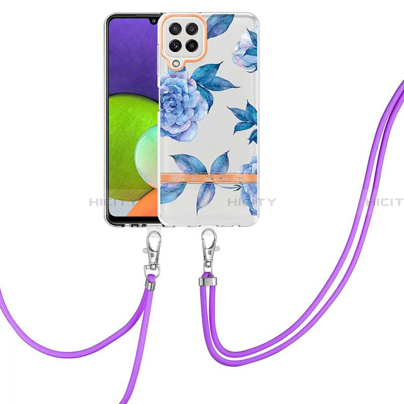 Funda Silicona Gel Goma Patron de Moda Carcasa con Acollador Cordon Lanyard Y06B para Samsung Galaxy A22 4G