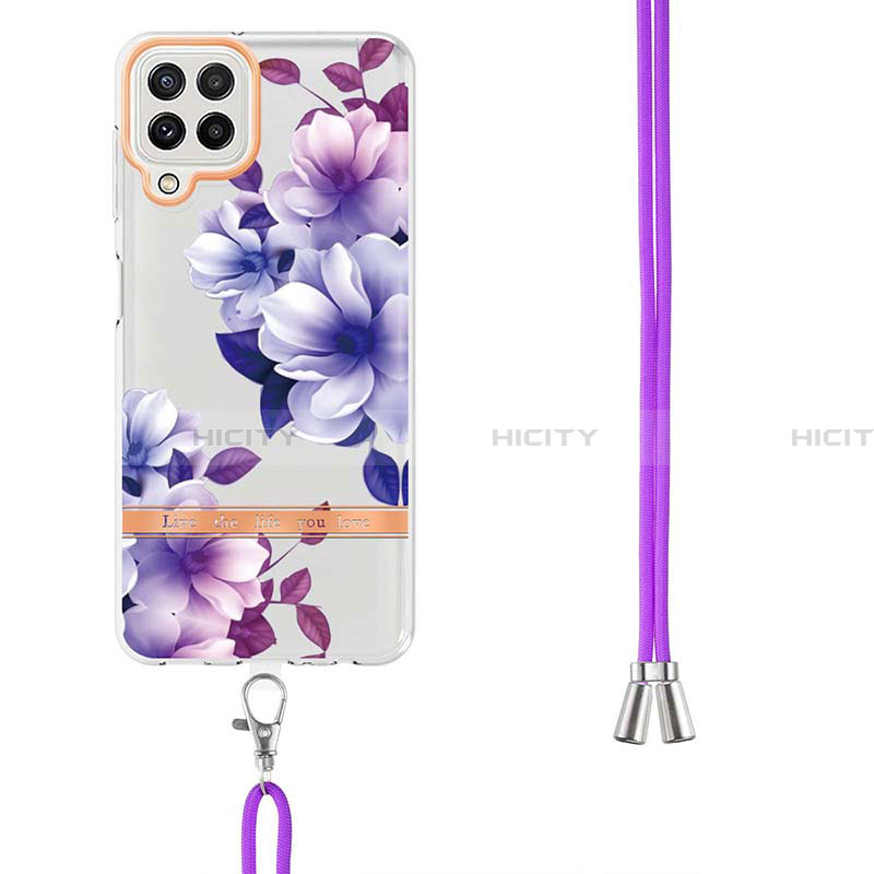 Funda Silicona Gel Goma Patron de Moda Carcasa con Acollador Cordon Lanyard Y06B para Samsung Galaxy A22 4G