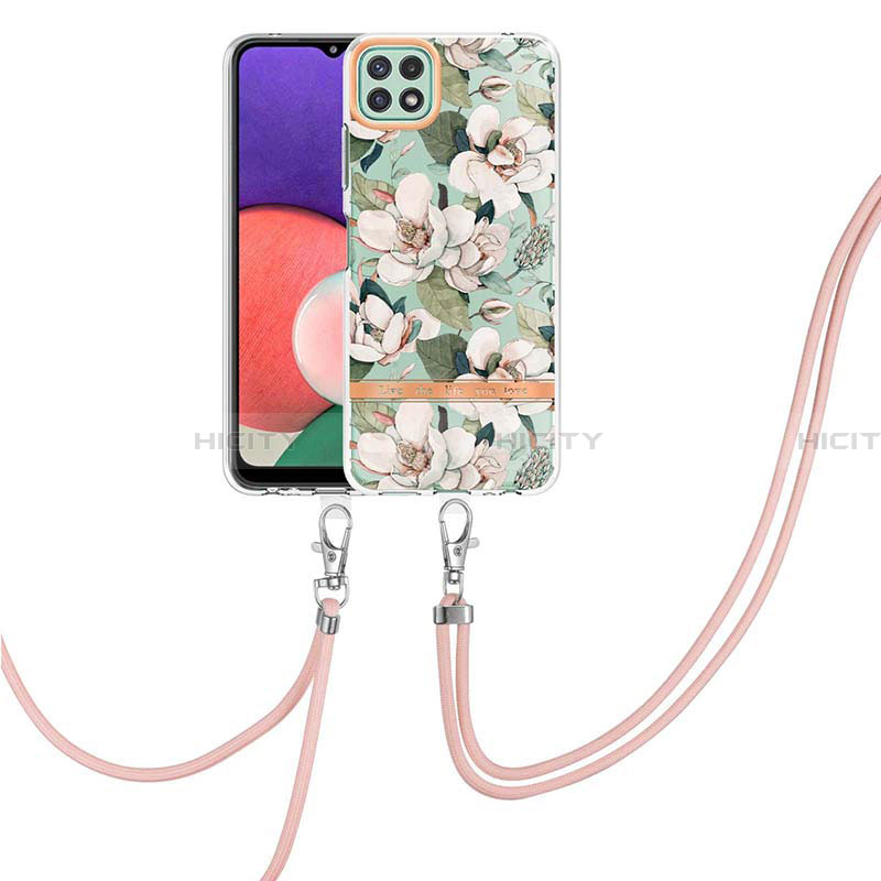 Funda Silicona Gel Goma Patron de Moda Carcasa con Acollador Cordon Lanyard Y06B para Samsung Galaxy A22 5G