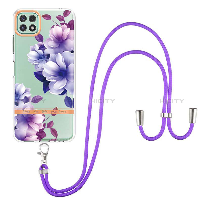 Funda Silicona Gel Goma Patron de Moda Carcasa con Acollador Cordon Lanyard Y06B para Samsung Galaxy A22s 5G