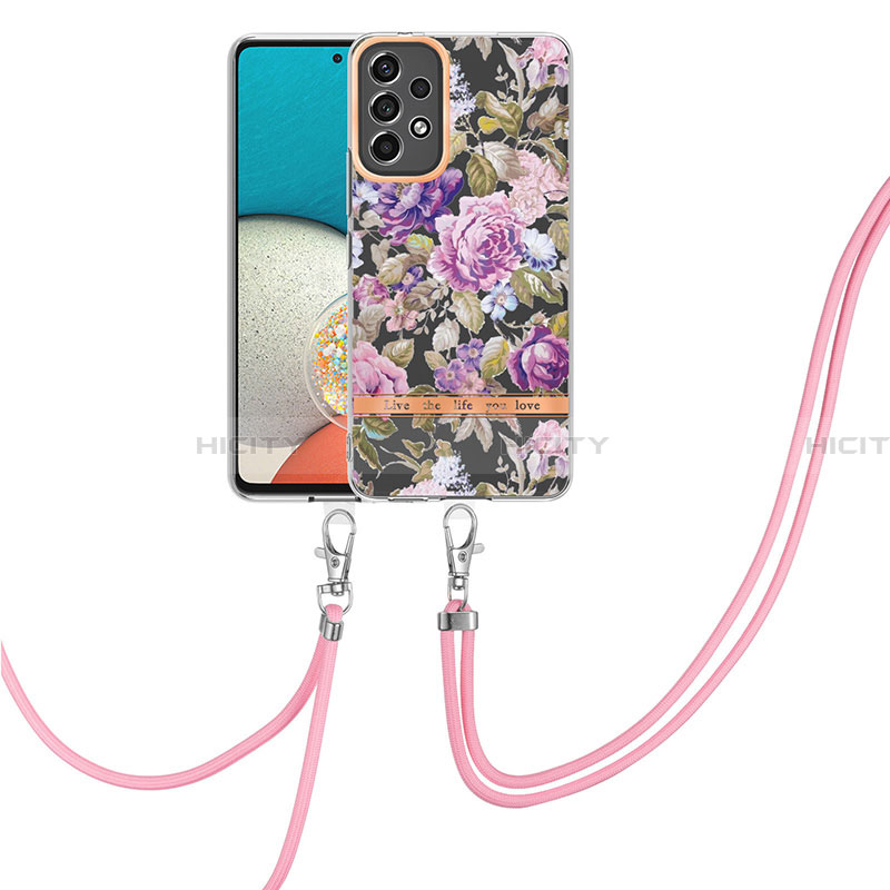 Funda Silicona Gel Goma Patron de Moda Carcasa con Acollador Cordon Lanyard Y06B para Samsung Galaxy A23 4G