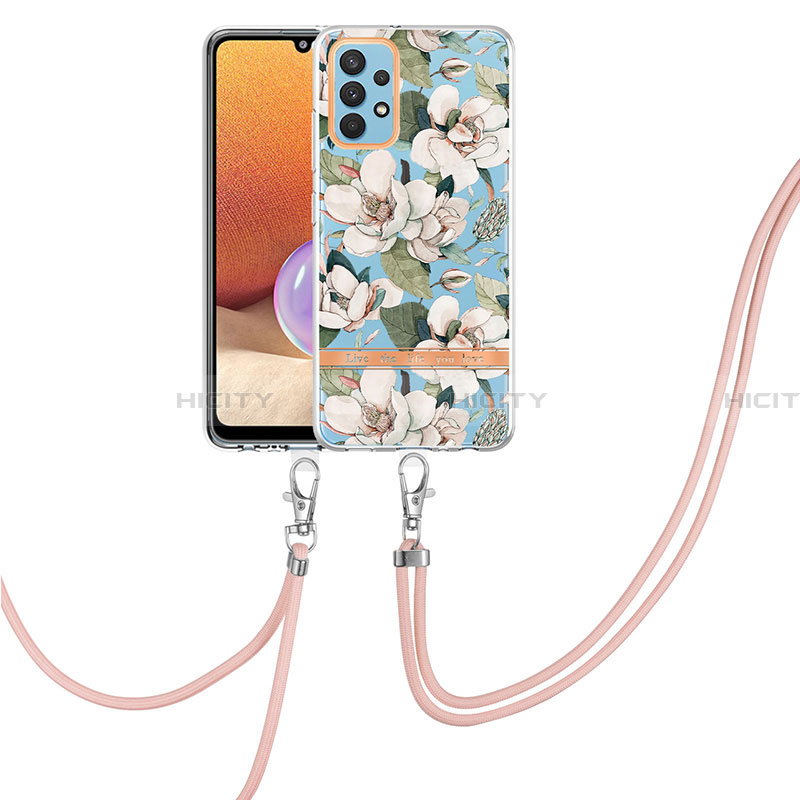 Funda Silicona Gel Goma Patron de Moda Carcasa con Acollador Cordon Lanyard Y06B para Samsung Galaxy A32 4G