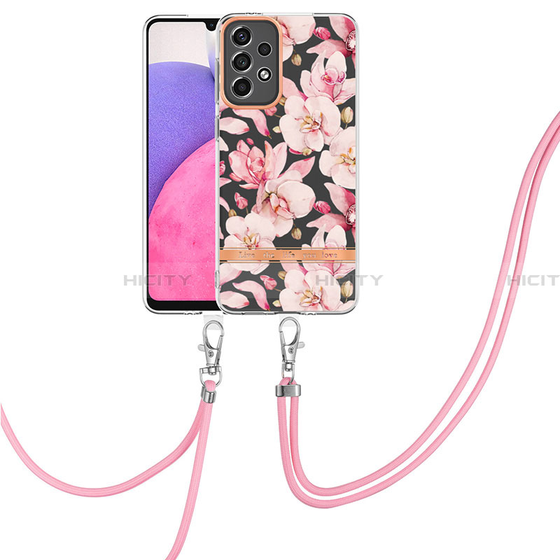 Funda Silicona Gel Goma Patron de Moda Carcasa con Acollador Cordon Lanyard Y06B para Samsung Galaxy A33 5G