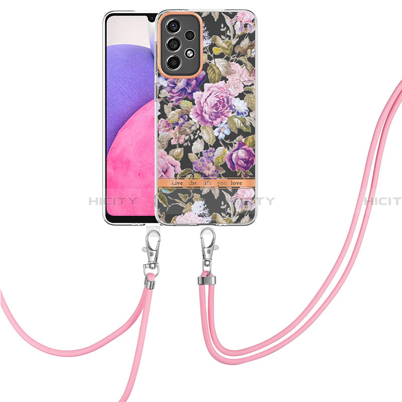 Funda Silicona Gel Goma Patron de Moda Carcasa con Acollador Cordon Lanyard Y06B para Samsung Galaxy A33 5G