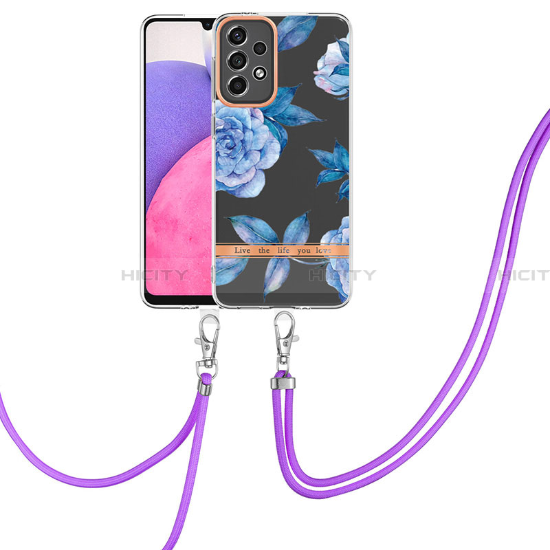 Funda Silicona Gel Goma Patron de Moda Carcasa con Acollador Cordon Lanyard Y06B para Samsung Galaxy A33 5G