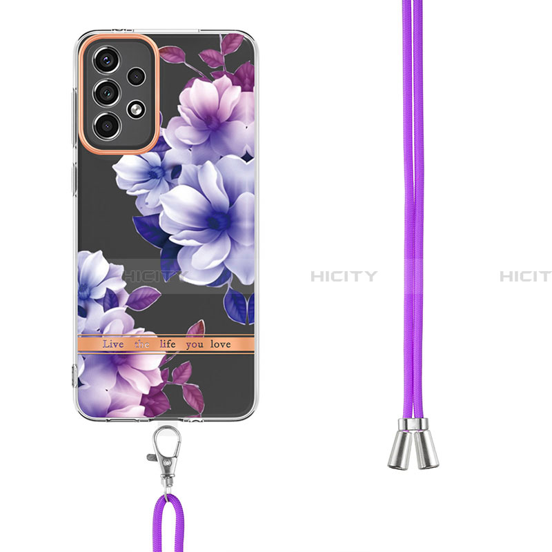 Funda Silicona Gel Goma Patron de Moda Carcasa con Acollador Cordon Lanyard Y06B para Samsung Galaxy A33 5G