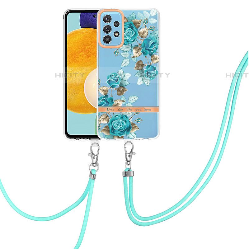 Funda Silicona Gel Goma Patron de Moda Carcasa con Acollador Cordon Lanyard Y06B para Samsung Galaxy A52 4G