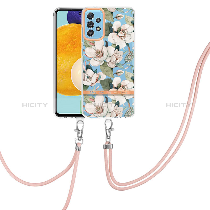 Funda Silicona Gel Goma Patron de Moda Carcasa con Acollador Cordon Lanyard Y06B para Samsung Galaxy A52s 5G