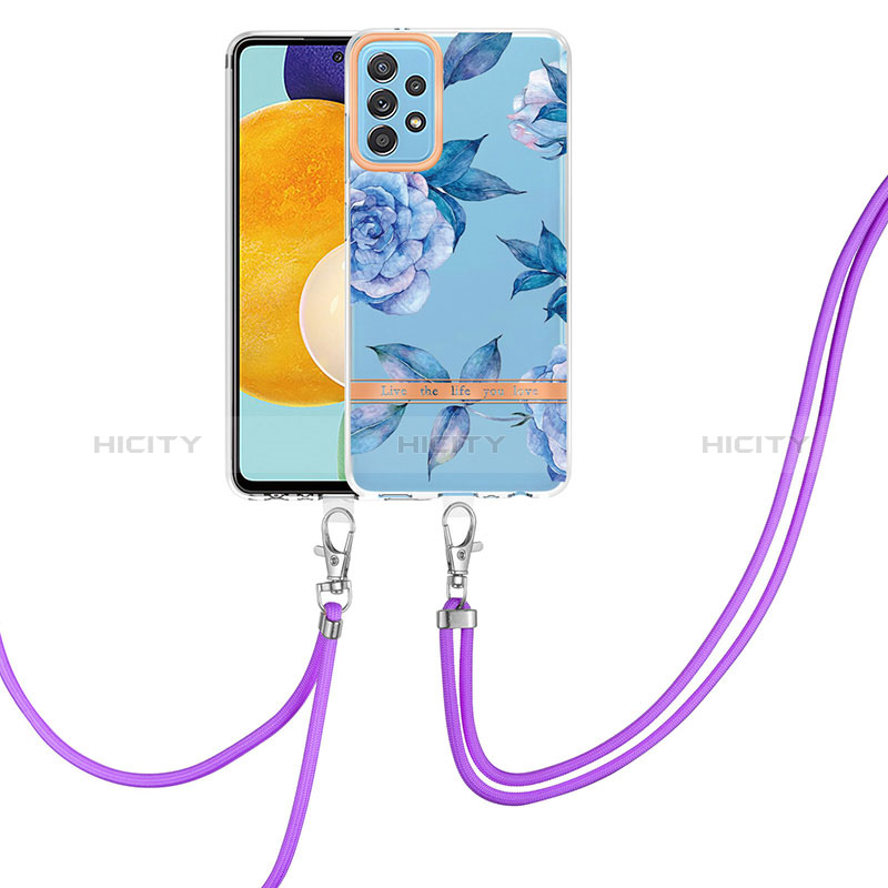 Funda Silicona Gel Goma Patron de Moda Carcasa con Acollador Cordon Lanyard Y06B para Samsung Galaxy A52s 5G