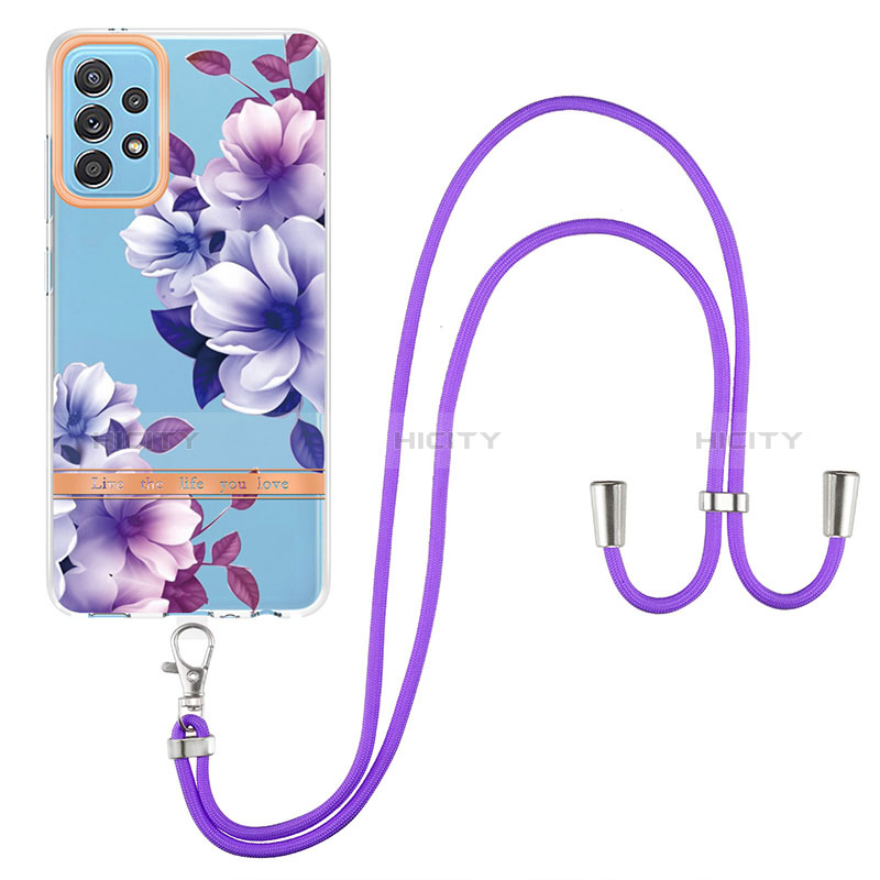 Funda Silicona Gel Goma Patron de Moda Carcasa con Acollador Cordon Lanyard Y06B para Samsung Galaxy A52s 5G