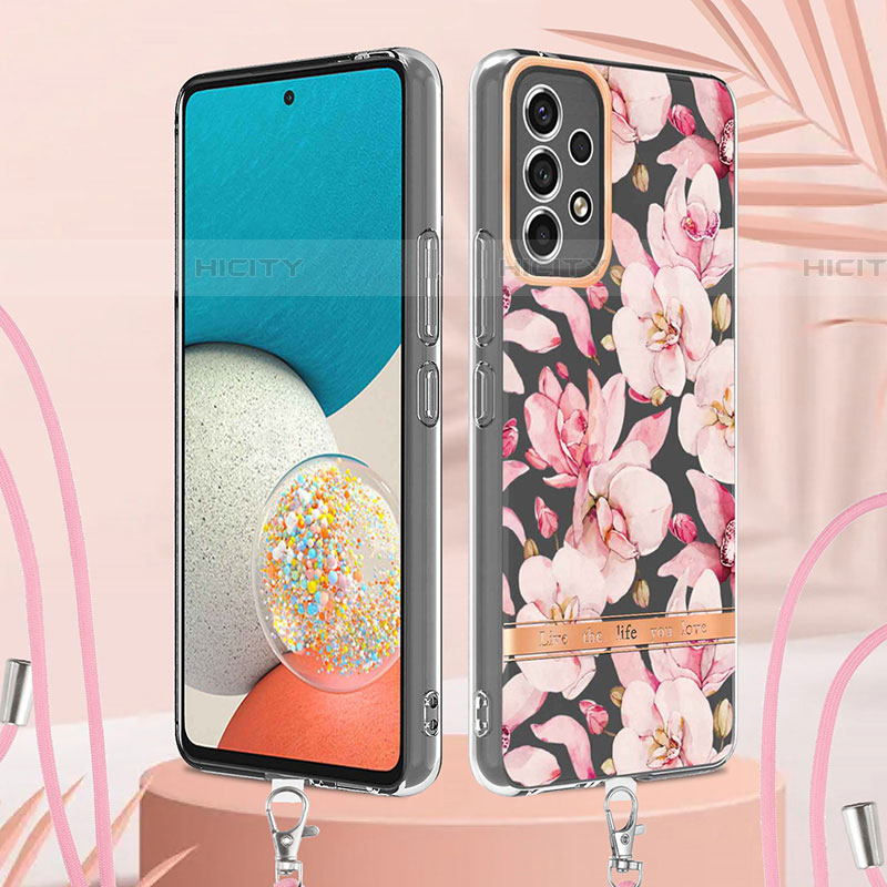 Funda Silicona Gel Goma Patron de Moda Carcasa con Acollador Cordon Lanyard Y06B para Samsung Galaxy A53 5G