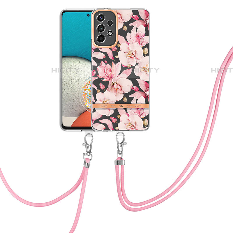 Funda Silicona Gel Goma Patron de Moda Carcasa con Acollador Cordon Lanyard Y06B para Samsung Galaxy A53 5G