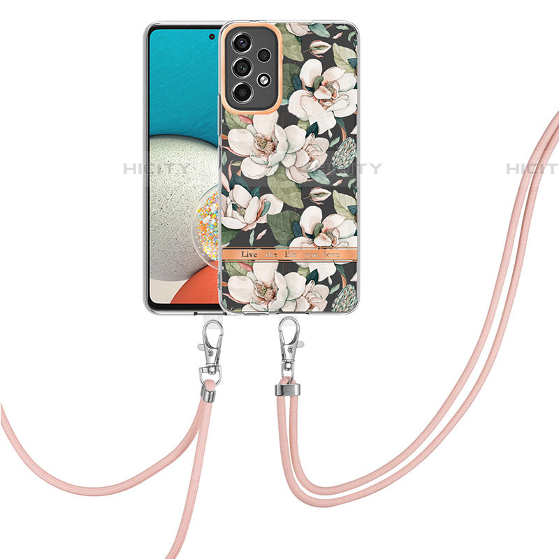 Funda Silicona Gel Goma Patron de Moda Carcasa con Acollador Cordon Lanyard Y06B para Samsung Galaxy A53 5G