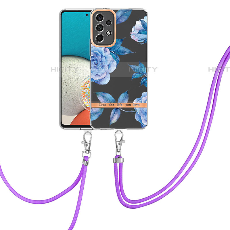 Funda Silicona Gel Goma Patron de Moda Carcasa con Acollador Cordon Lanyard Y06B para Samsung Galaxy A53 5G