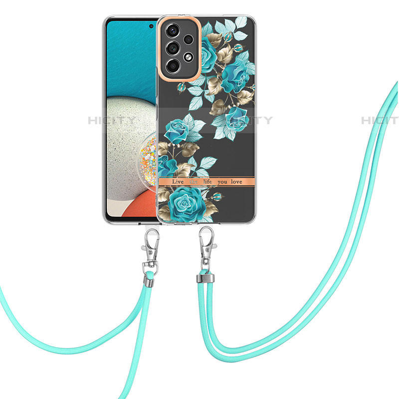 Funda Silicona Gel Goma Patron de Moda Carcasa con Acollador Cordon Lanyard Y06B para Samsung Galaxy A53 5G