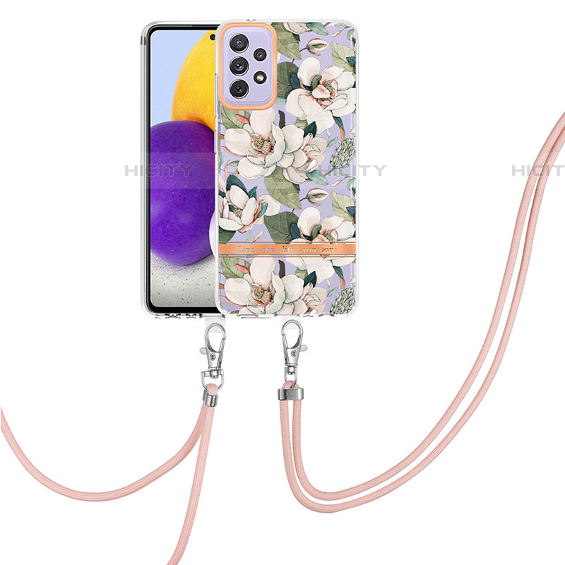 Funda Silicona Gel Goma Patron de Moda Carcasa con Acollador Cordon Lanyard Y06B para Samsung Galaxy A72 4G