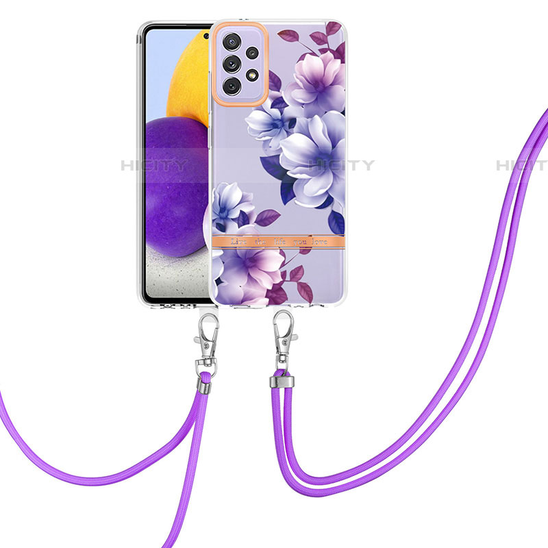 Funda Silicona Gel Goma Patron de Moda Carcasa con Acollador Cordon Lanyard Y06B para Samsung Galaxy A72 4G