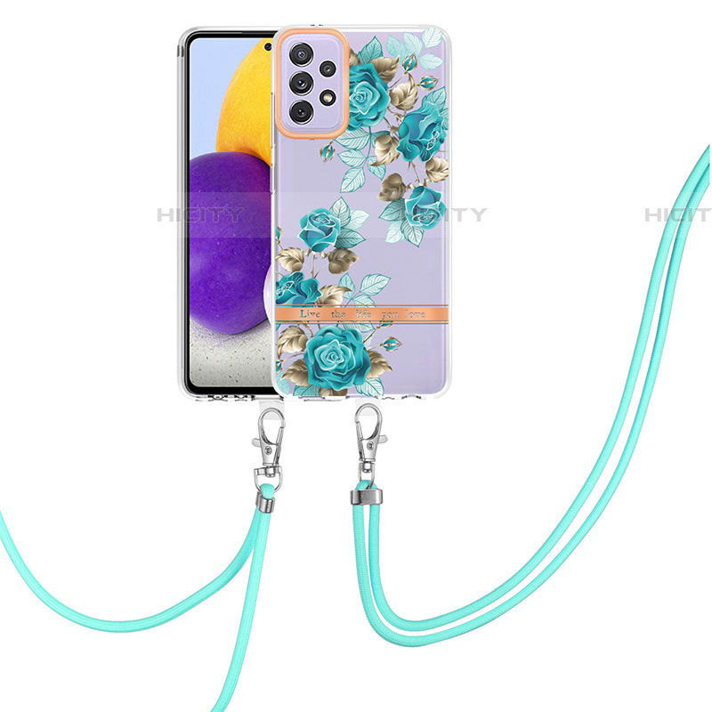 Funda Silicona Gel Goma Patron de Moda Carcasa con Acollador Cordon Lanyard Y06B para Samsung Galaxy A72 4G