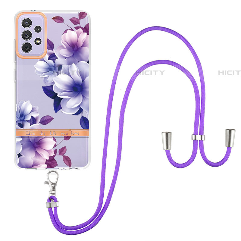 Funda Silicona Gel Goma Patron de Moda Carcasa con Acollador Cordon Lanyard Y06B para Samsung Galaxy A72 4G