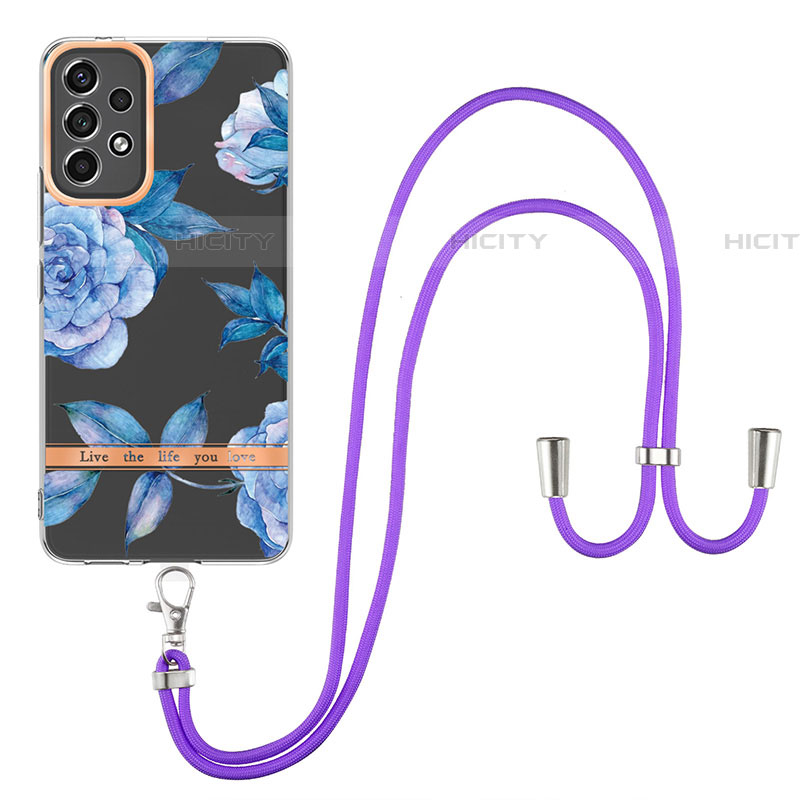 Funda Silicona Gel Goma Patron de Moda Carcasa con Acollador Cordon Lanyard Y06B para Samsung Galaxy A73 5G