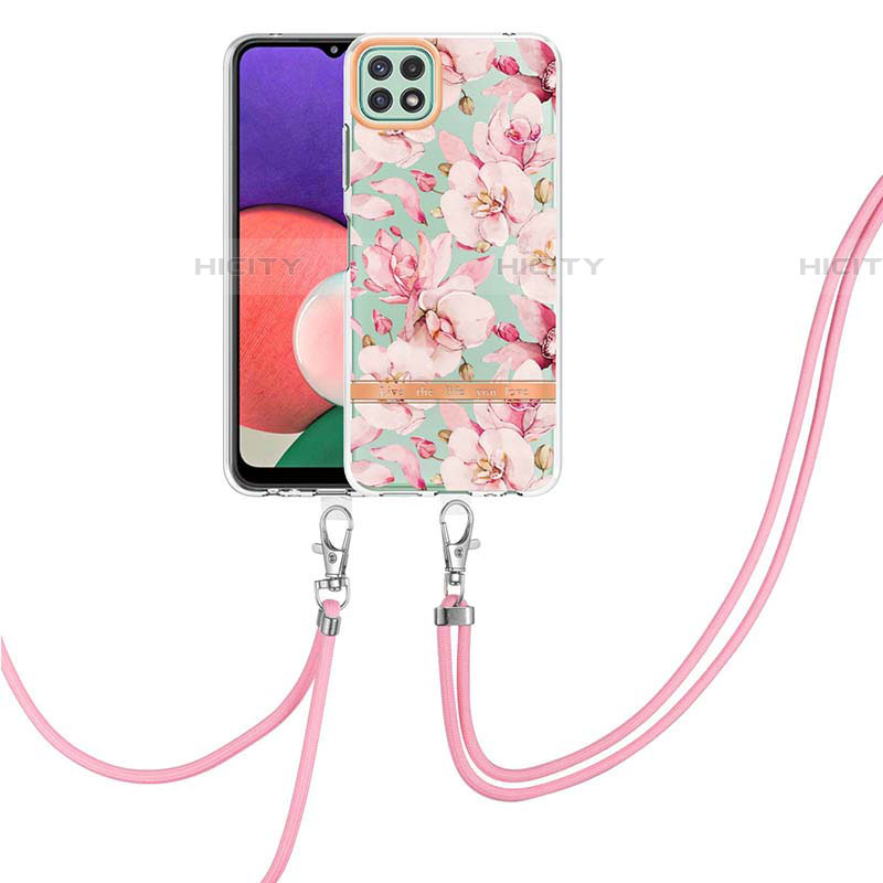 Funda Silicona Gel Goma Patron de Moda Carcasa con Acollador Cordon Lanyard Y06B para Samsung Galaxy F42 5G