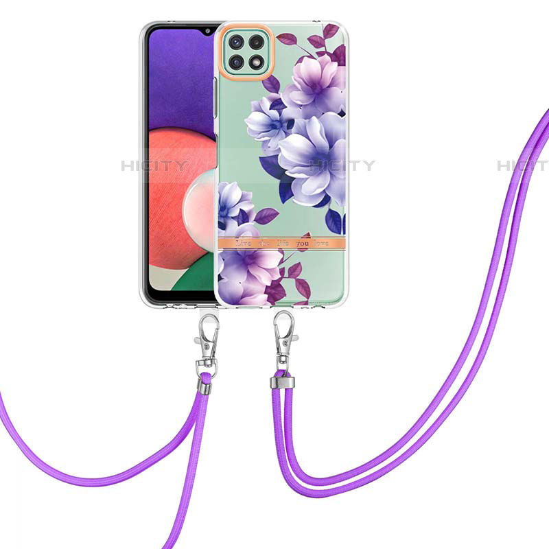 Funda Silicona Gel Goma Patron de Moda Carcasa con Acollador Cordon Lanyard Y06B para Samsung Galaxy F42 5G