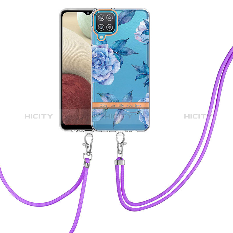 Funda Silicona Gel Goma Patron de Moda Carcasa con Acollador Cordon Lanyard Y06B para Samsung Galaxy M12