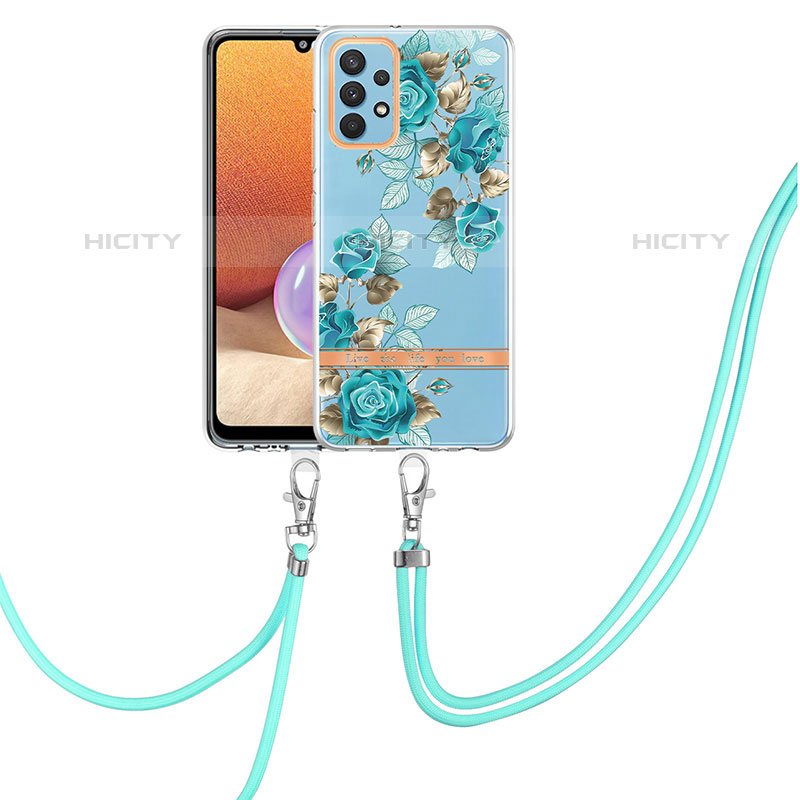 Funda Silicona Gel Goma Patron de Moda Carcasa con Acollador Cordon Lanyard Y06B para Samsung Galaxy M32 5G