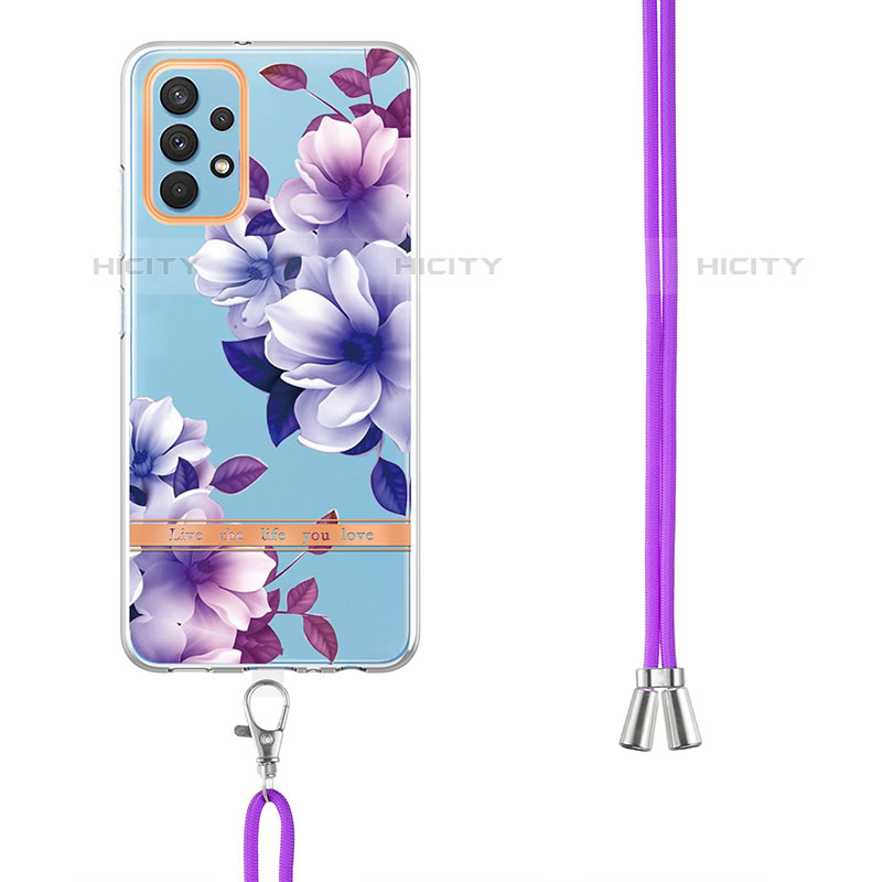 Funda Silicona Gel Goma Patron de Moda Carcasa con Acollador Cordon Lanyard Y06B para Samsung Galaxy M32 5G