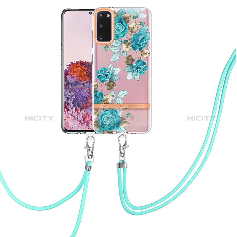 Funda Silicona Gel Goma Patron de Moda Carcasa con Acollador Cordon Lanyard Y06B para Samsung Galaxy S20 5G