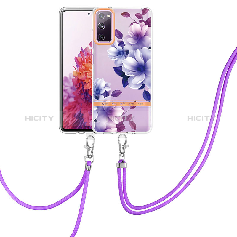 Funda Silicona Gel Goma Patron de Moda Carcasa con Acollador Cordon Lanyard Y06B para Samsung Galaxy S20 FE (2022) 5G