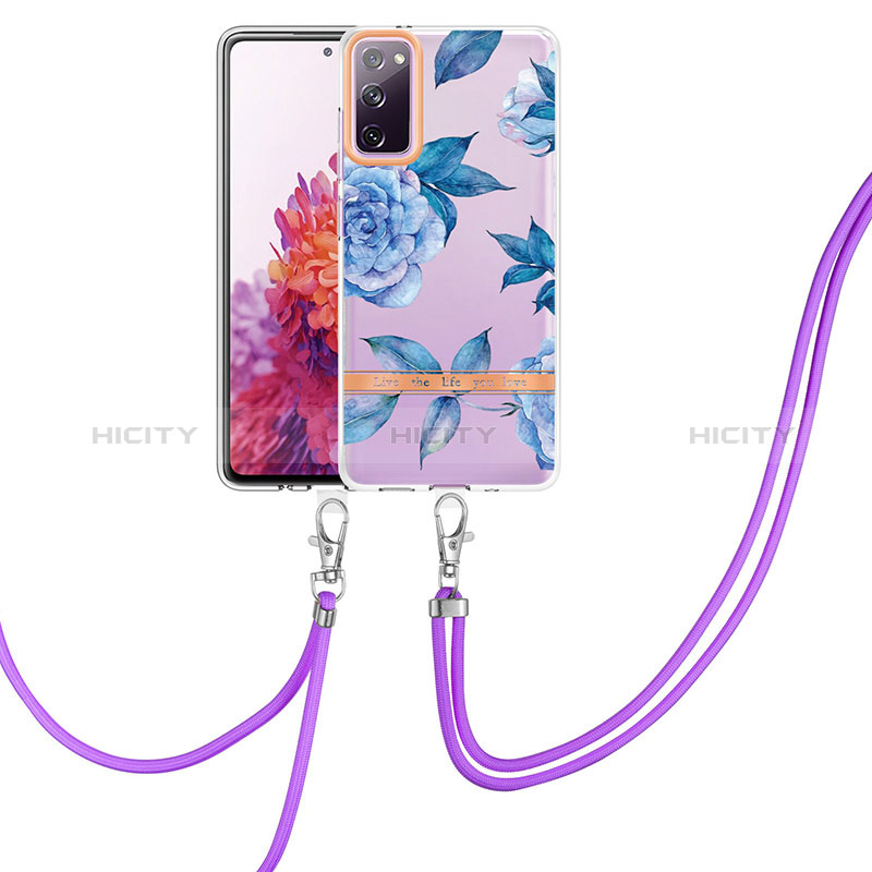 Funda Silicona Gel Goma Patron de Moda Carcasa con Acollador Cordon Lanyard Y06B para Samsung Galaxy S20 FE (2022) 5G