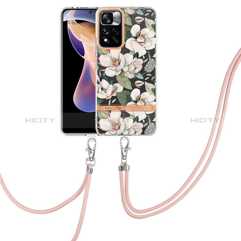 Funda Silicona Gel Goma Patron de Moda Carcasa con Acollador Cordon Lanyard Y06B para Xiaomi Mi 11i 5G (2022) Blanco