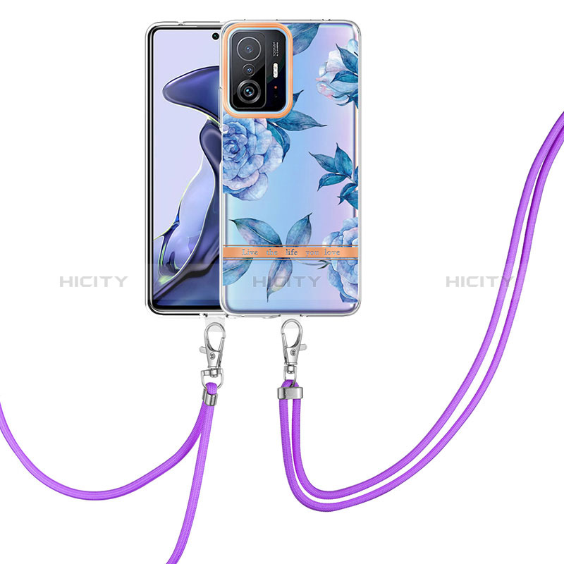 Funda Silicona Gel Goma Patron de Moda Carcasa con Acollador Cordon Lanyard Y06B para Xiaomi Mi 11T 5G Azul