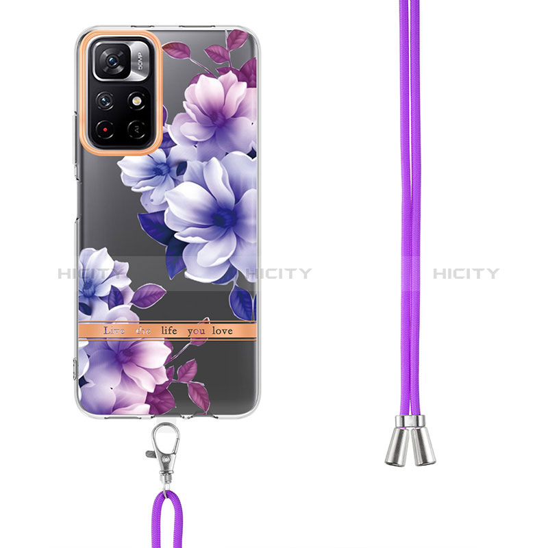 Funda Silicona Gel Goma Patron de Moda Carcasa con Acollador Cordon Lanyard Y06B para Xiaomi Poco M4 Pro 5G