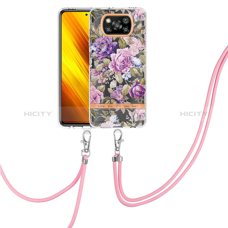 Funda Silicona Gel Goma Patron de Moda Carcasa con Acollador Cordon Lanyard Y06B para Xiaomi Poco X3 NFC