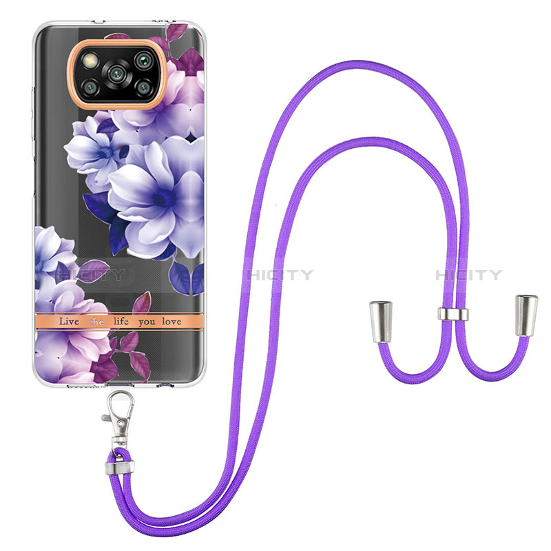 Funda Silicona Gel Goma Patron de Moda Carcasa con Acollador Cordon Lanyard Y06B para Xiaomi Poco X3 NFC