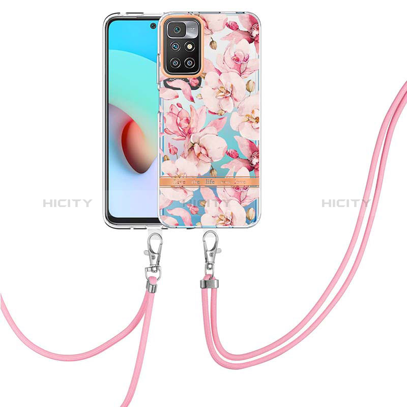 Funda Silicona Gel Goma Patron de Moda Carcasa con Acollador Cordon Lanyard Y06B para Xiaomi Redmi 10 (2022)