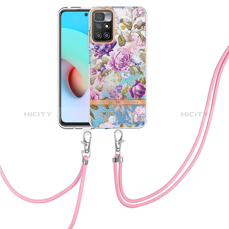 Funda Silicona Gel Goma Patron de Moda Carcasa con Acollador Cordon Lanyard Y06B para Xiaomi Redmi 10 (2022)