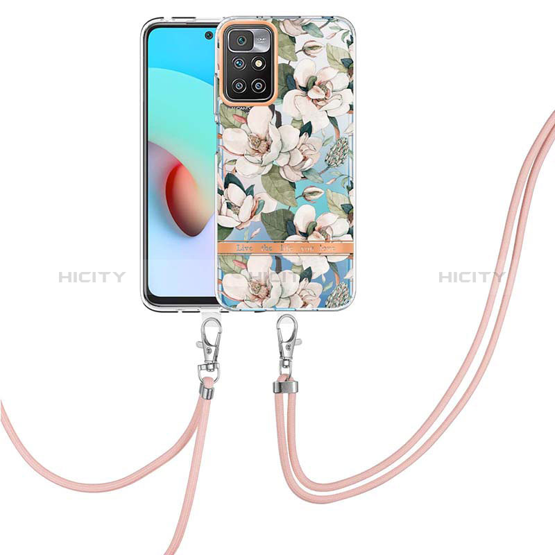 Funda Silicona Gel Goma Patron de Moda Carcasa con Acollador Cordon Lanyard Y06B para Xiaomi Redmi 10 (2022)