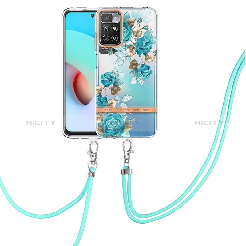 Funda Silicona Gel Goma Patron de Moda Carcasa con Acollador Cordon Lanyard Y06B para Xiaomi Redmi 10 (2022)