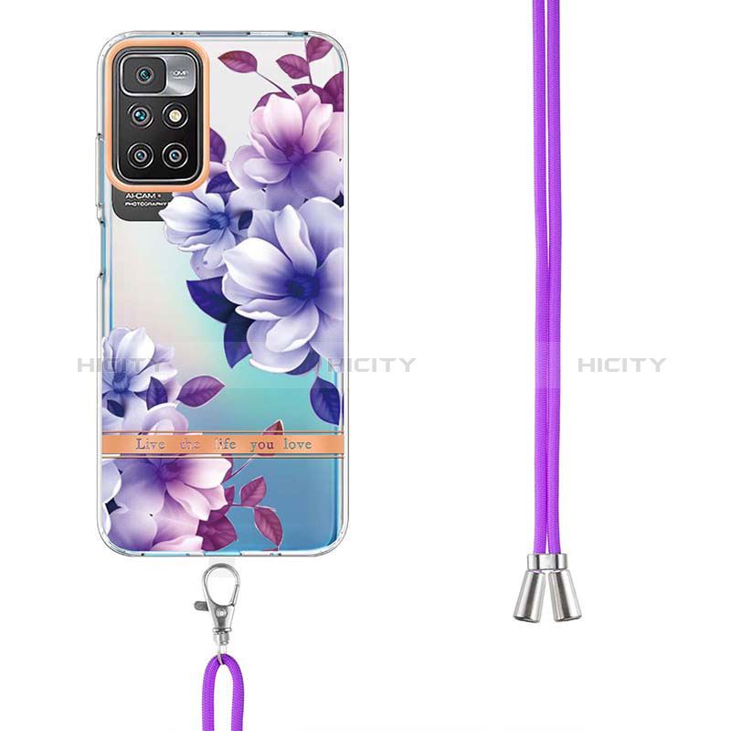 Funda Silicona Gel Goma Patron de Moda Carcasa con Acollador Cordon Lanyard Y06B para Xiaomi Redmi 10 (2022)