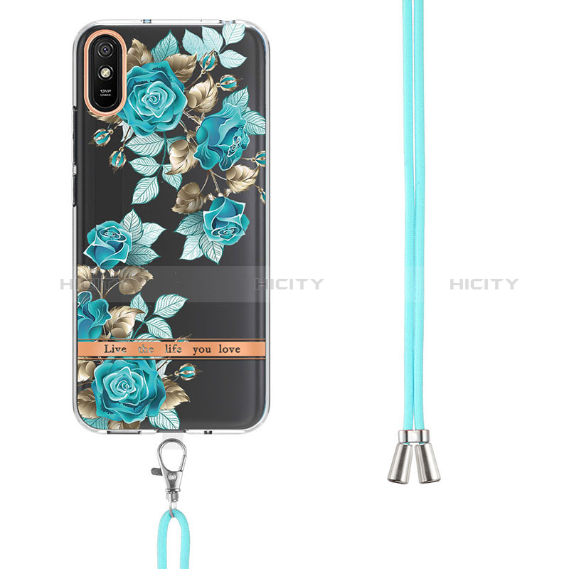 Funda Silicona Gel Goma Patron de Moda Carcasa con Acollador Cordon Lanyard Y06B para Xiaomi Redmi 9A