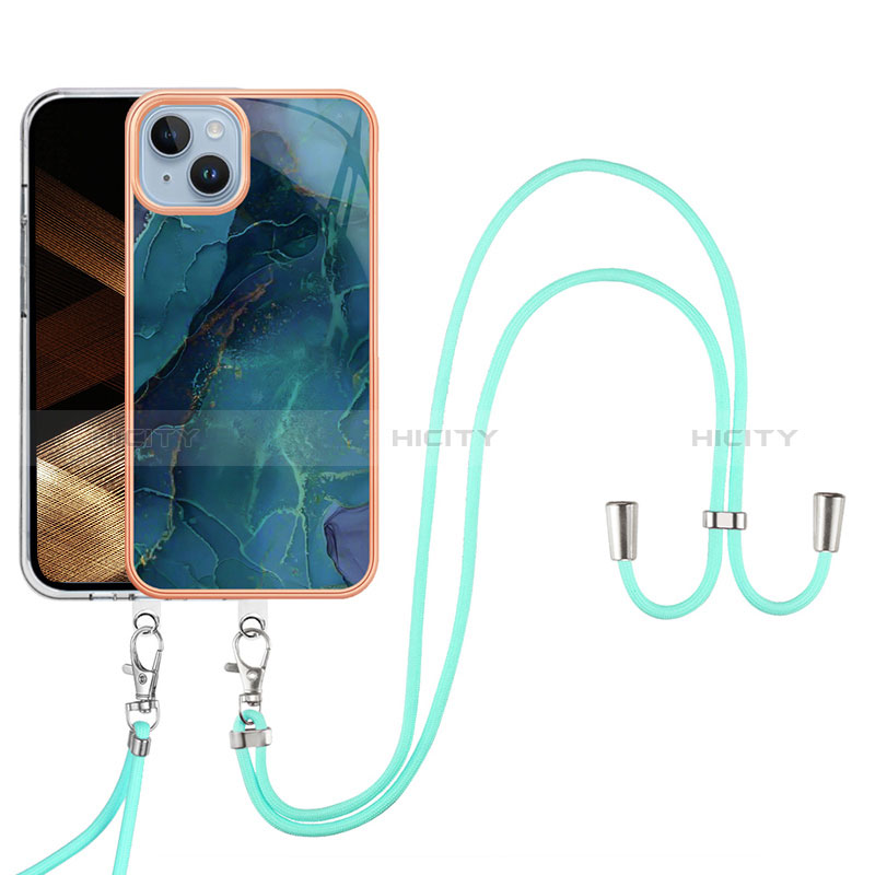 Funda Silicona Gel Goma Patron de Moda Carcasa con Acollador Cordon Lanyard Y07B para Apple iPhone 13